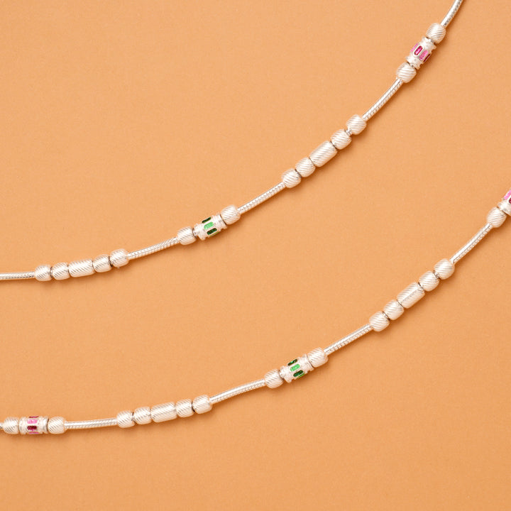 Elegant Balls Flower Silver Anklet
