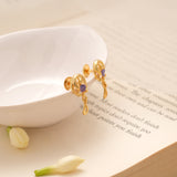 Circular Design Floral Enamel Golden Earring