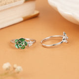 Regal Layer Green Floral Silver Toe Ring