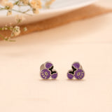 Purple Love Mouse Cartoon Silver Stud