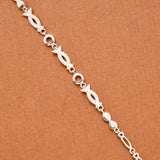 Elegant Stone Infinity Loop Link Silver Bracelet