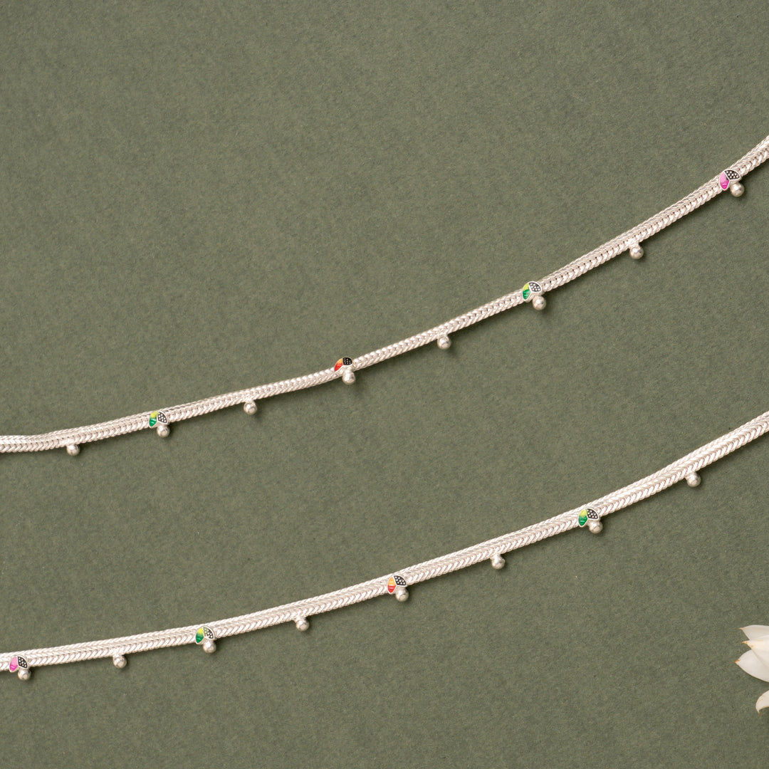 Minimal Stone Drop Silver Anklet
