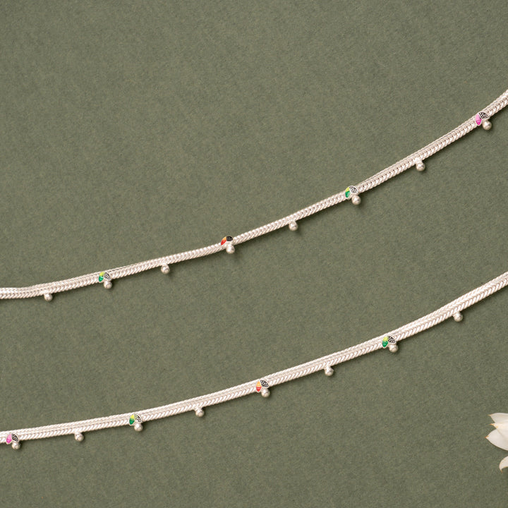 Minimal Stone Drop Silver Anklet