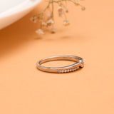 Dual Band White Stone Silver Ring