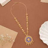 Classic Circle Blue Enamel Golden Necklace Set