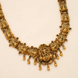 Floral Peacock Lakshmi Pendant Golden Drops Haram