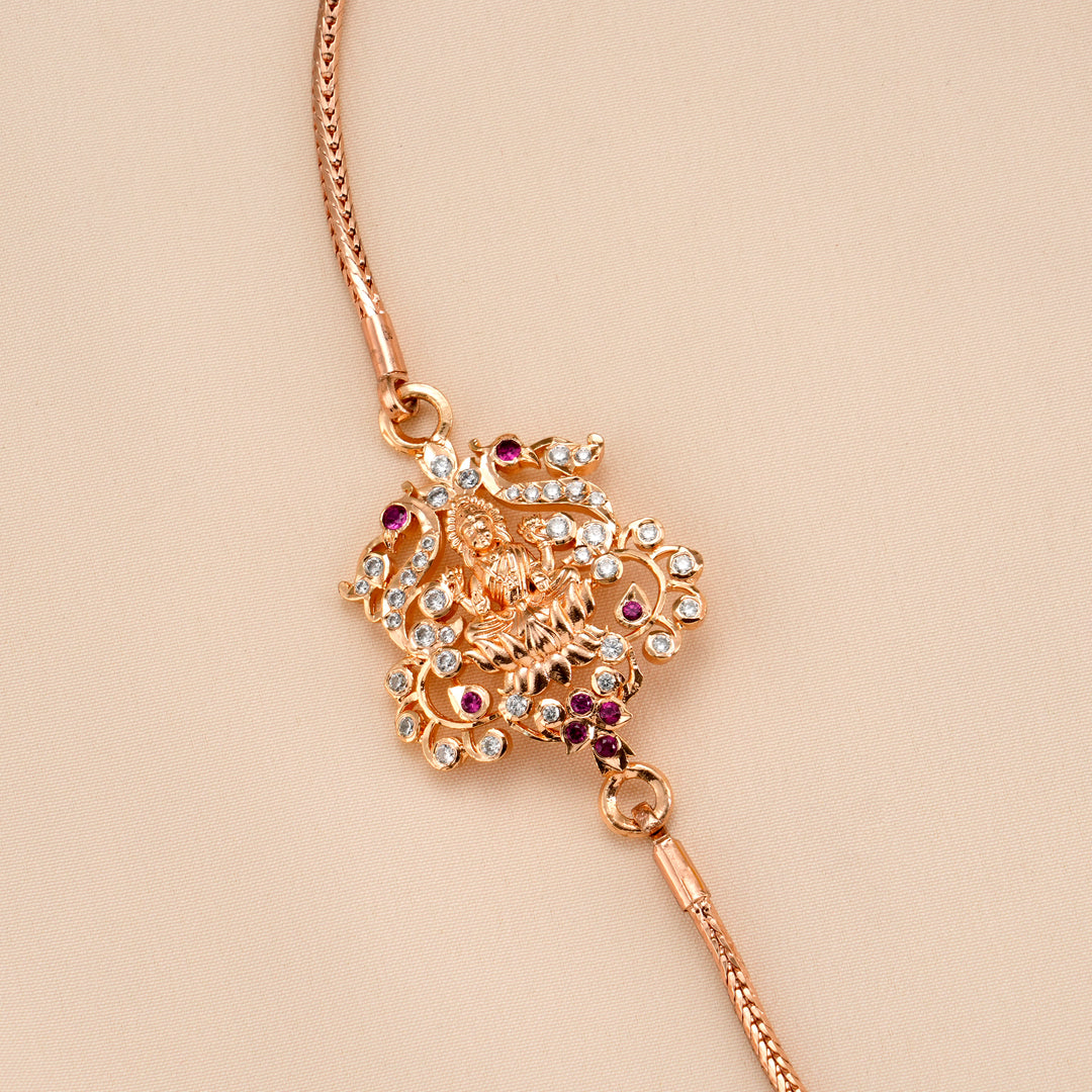 Peacock Lakshmi Silver Rose Gold Mugappu Chain