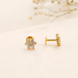 Sparkling White Stone Golden Kundan Stud