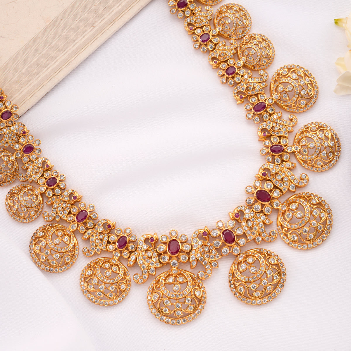 Sparkling Ruby Coin Style White Stone Haram