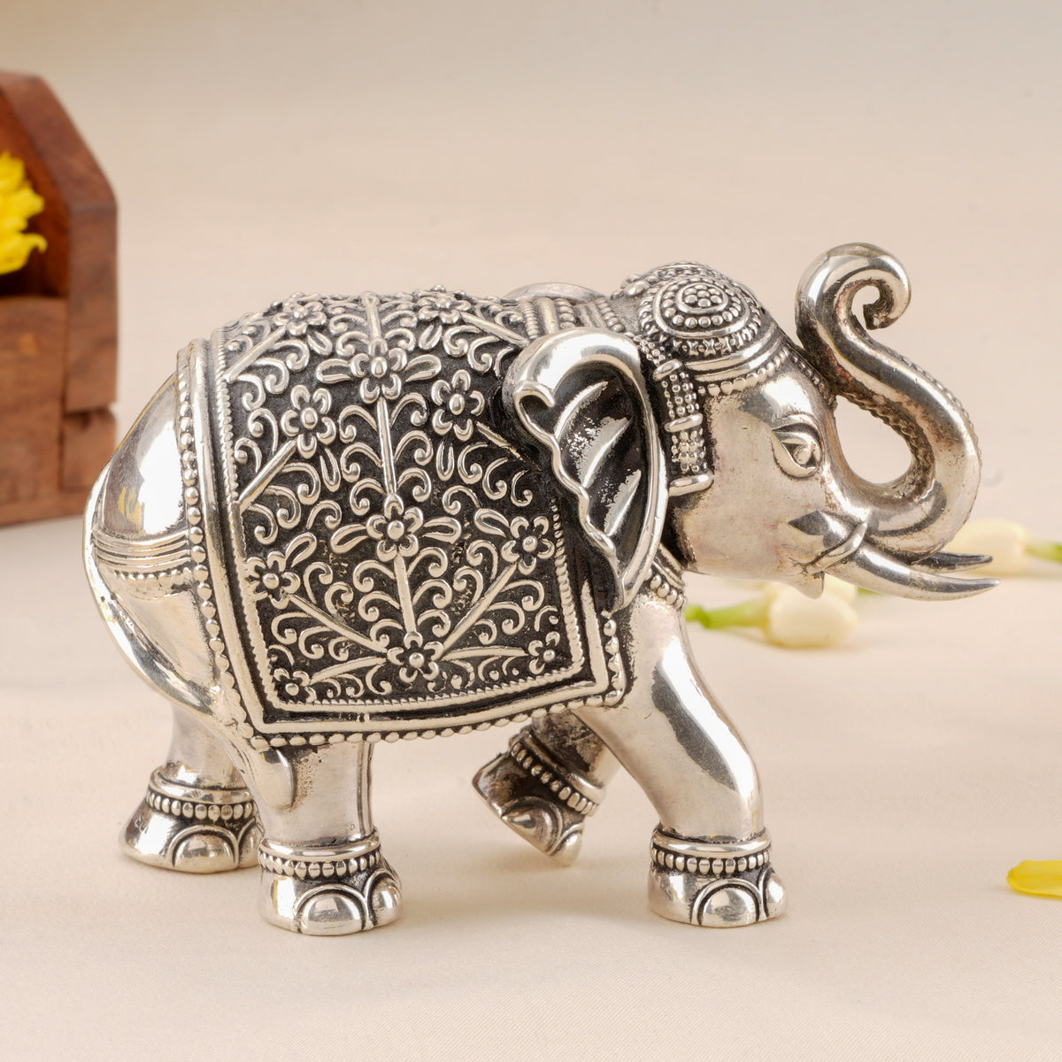 Antique Sterling Silver Elephant Statue