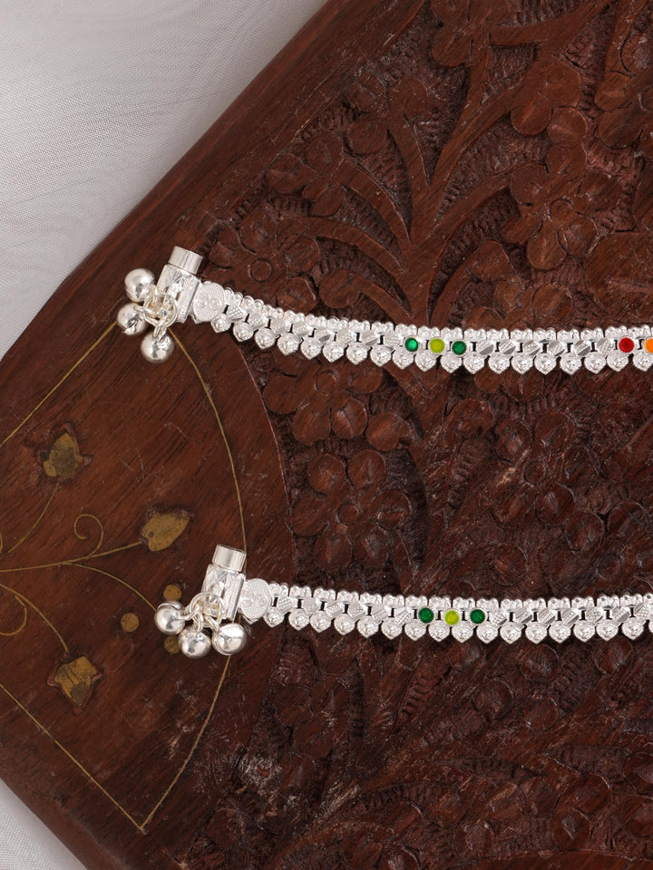 Thilakam Drops Silver Anklet