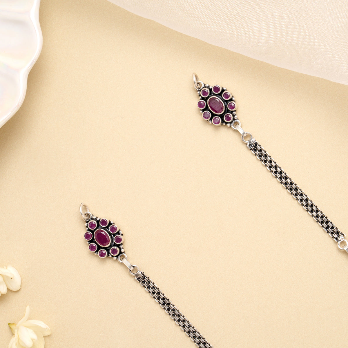Antique Floral Crown Classic Silver Anklet