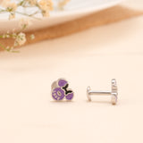 Purple Love Mouse Cartoon Silver Stud