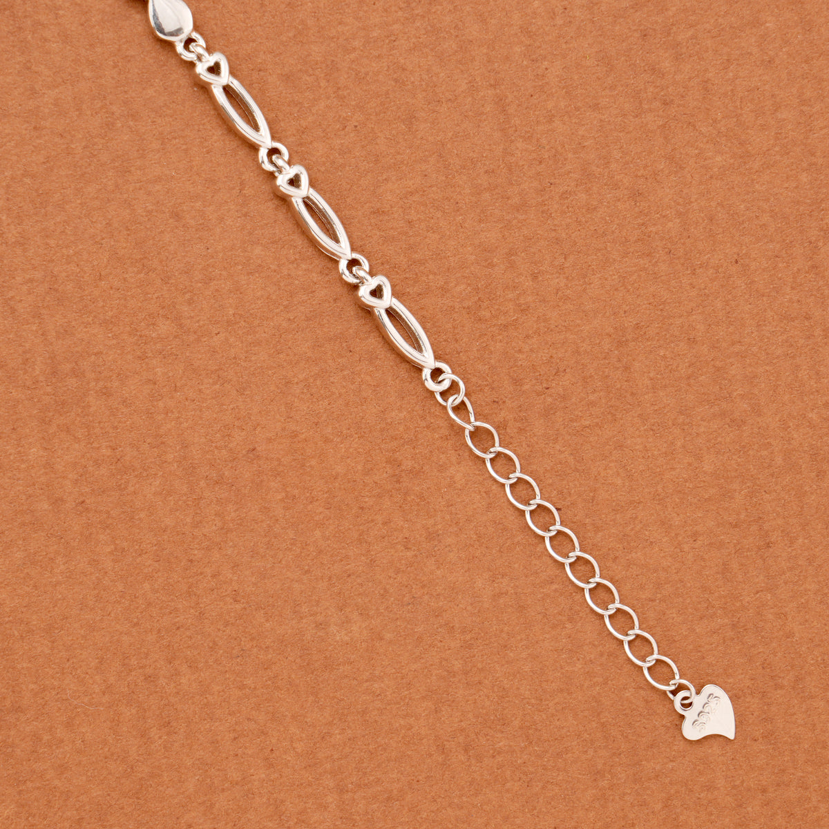Elegant Stone Infinity Loop Link Silver Bracelet