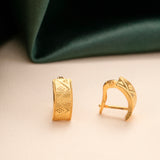 Engraved Pattern Gold Huggie Earrings