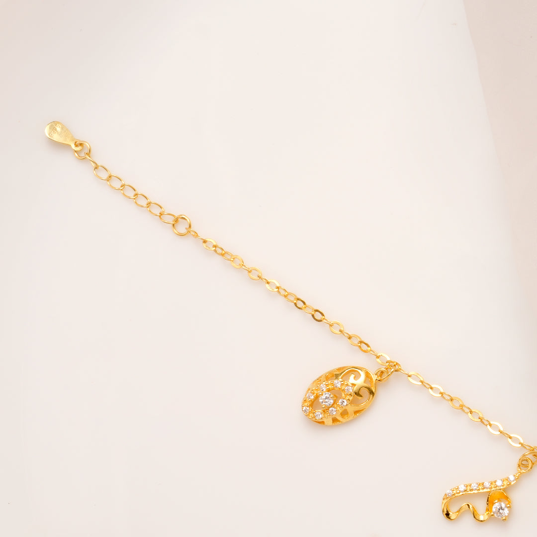 Lucky Charm Trio Silver Golden Bracelet