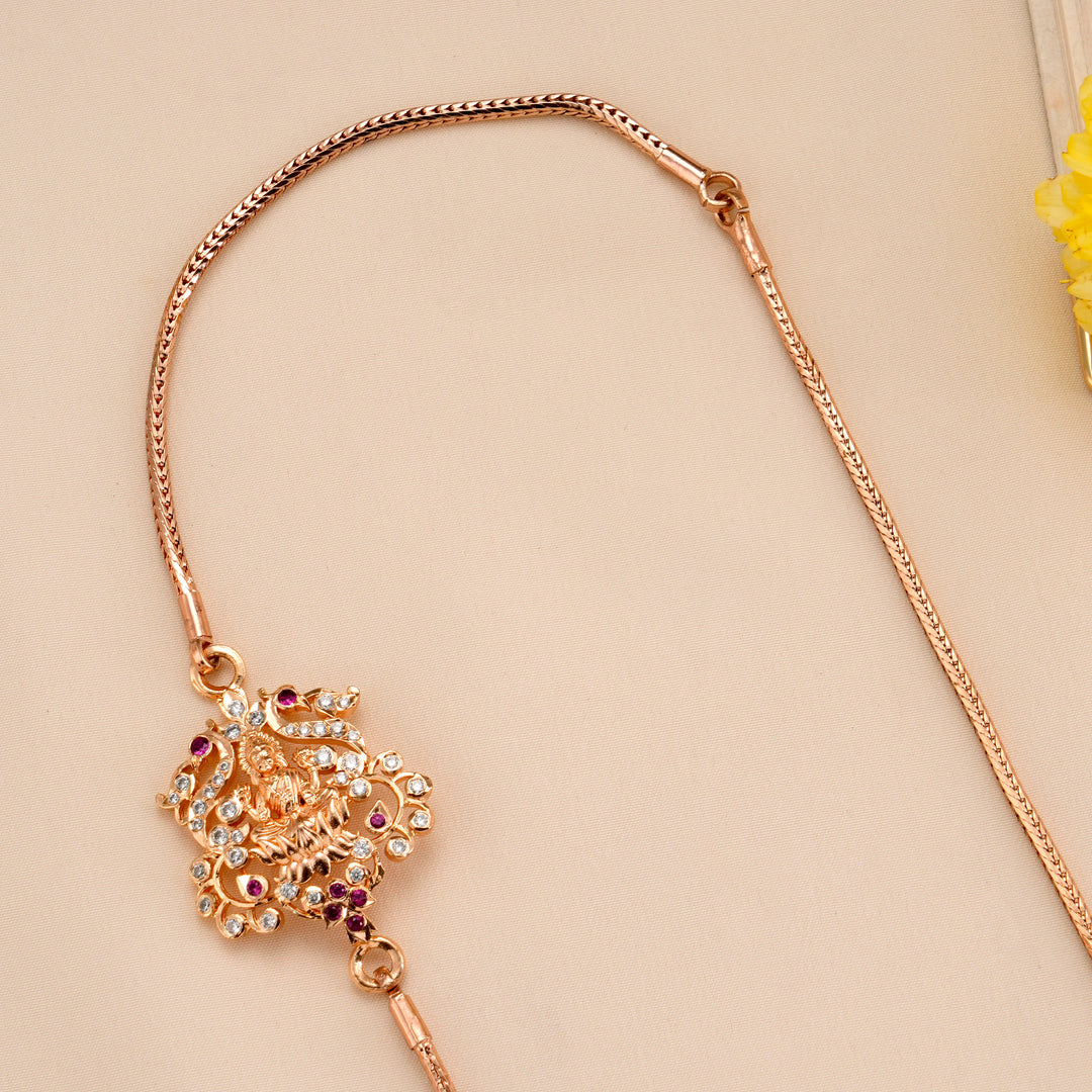 Peacock Lakshmi Silver Rose Gold Mugappu Chain