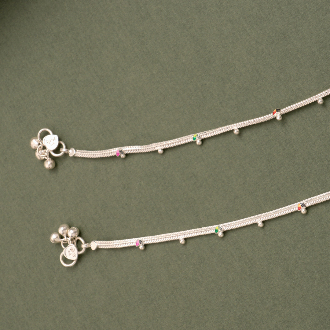 Minimal Stone Drop Silver Anklet