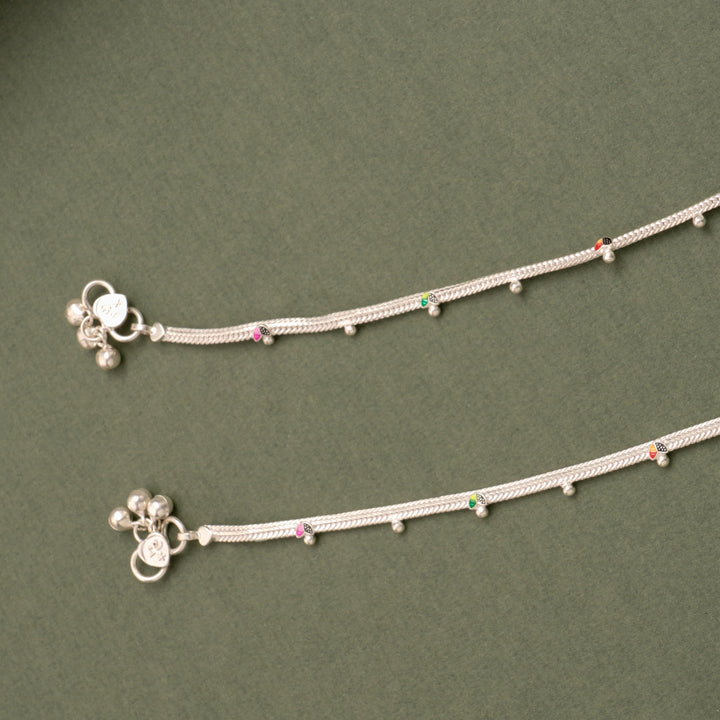 Minimal Stone Drop Silver Anklet