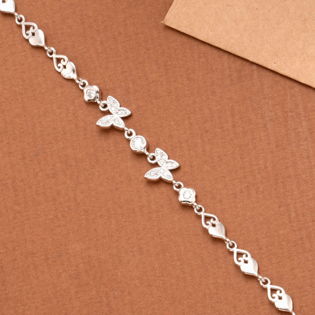 Butterfly with Stone Silver Women’s Bracelet