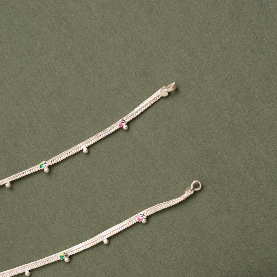 Minimal Stone Drop Silver Anklet