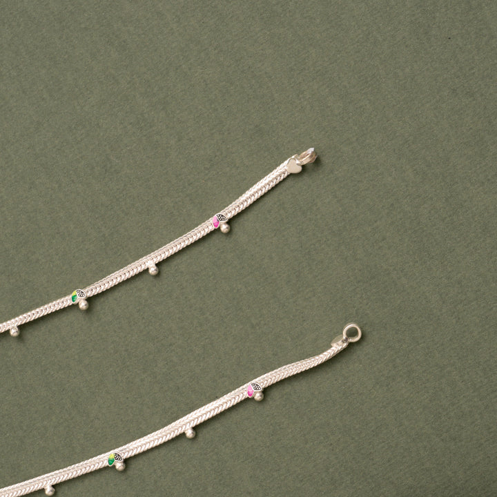 Minimal Stone Drop Silver Anklet