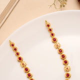 Ruby Floral Drop Pendant Necklace Set