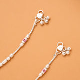 Elegant Balls Flower Silver Anklet