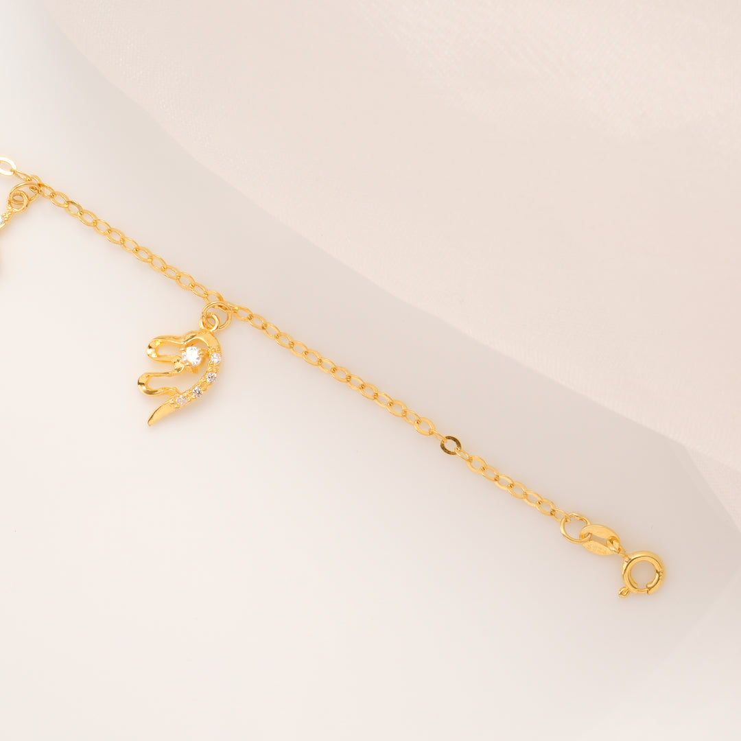 Lucky Charm Trio Silver Golden Bracelet