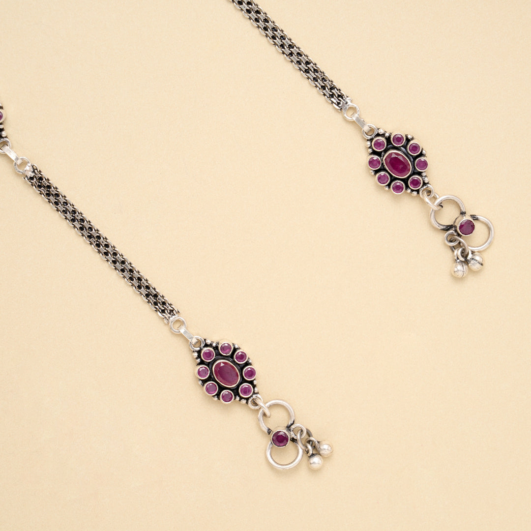 Antique Floral Crown Classic Silver Anklet