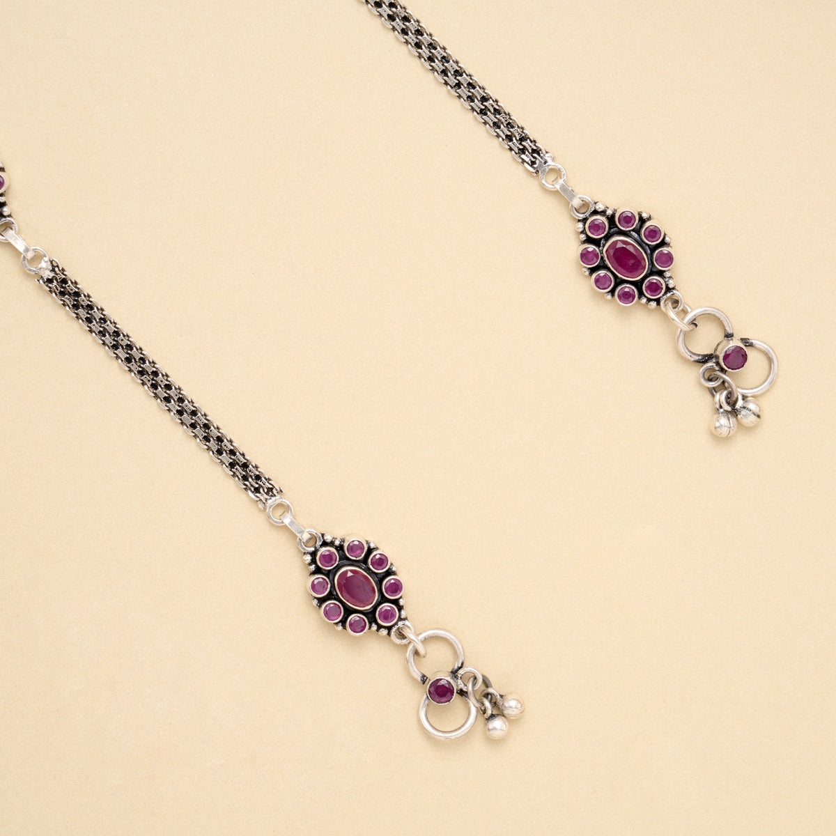 Antique Floral Crown Classic Silver Anklet