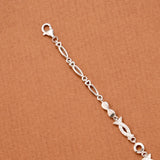 Elegant Stone Infinity Loop Link Silver Bracelet