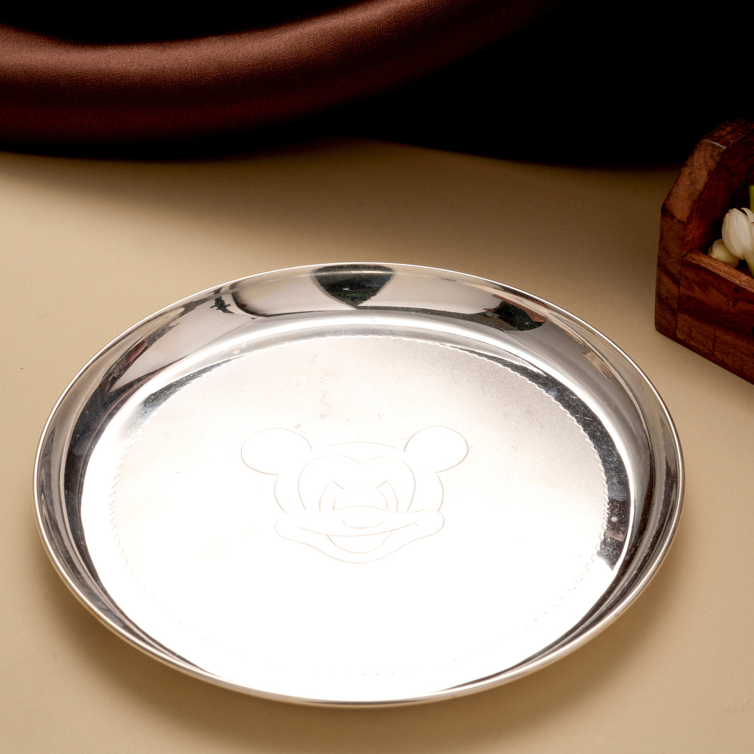 Playful Micky Mouse Silver Dinner Set