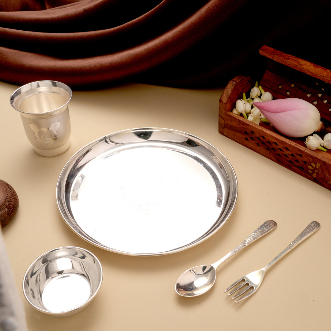 Playful Micky Mouse Silver Dinner Set