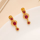 Ruby Floral Drop Pendant Necklace Set