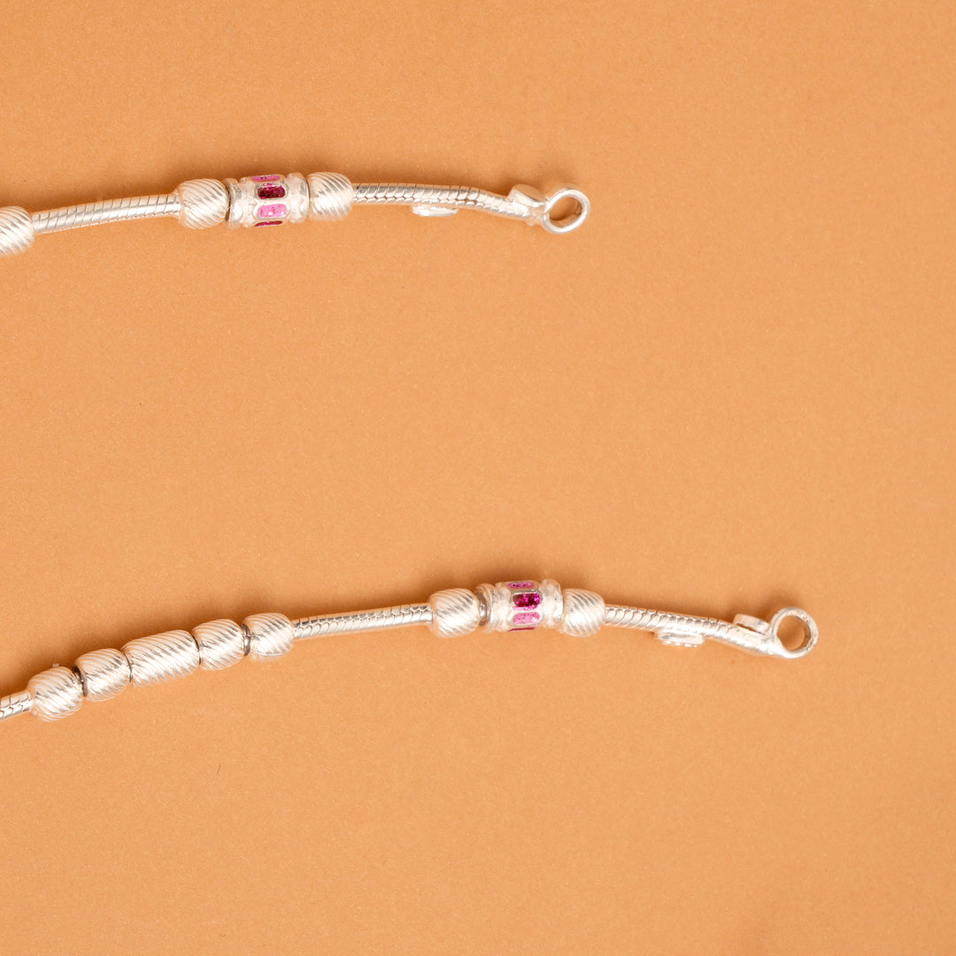 Elegant Balls Flower Silver Anklet