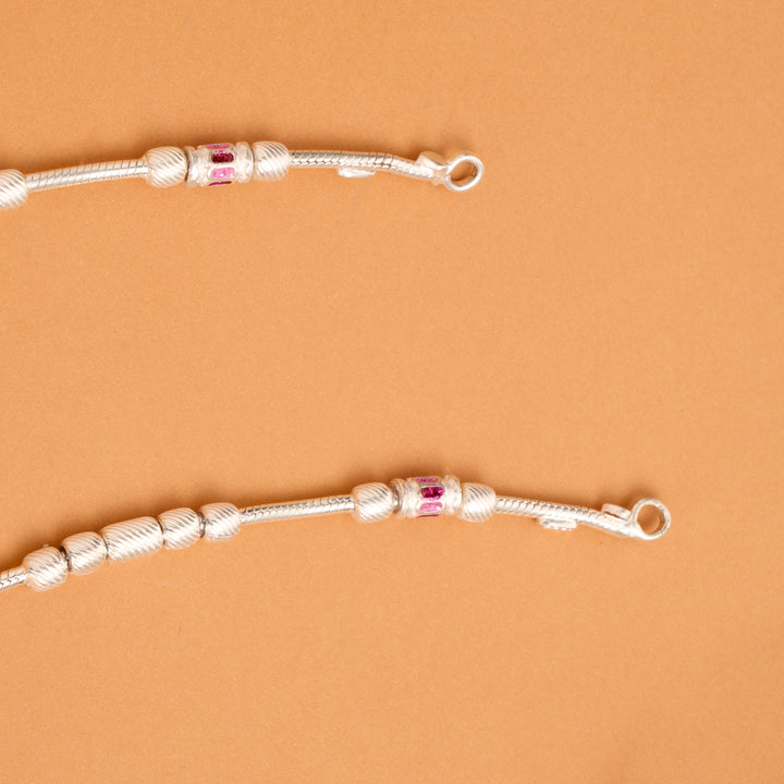 Elegant Balls Flower Silver Anklet