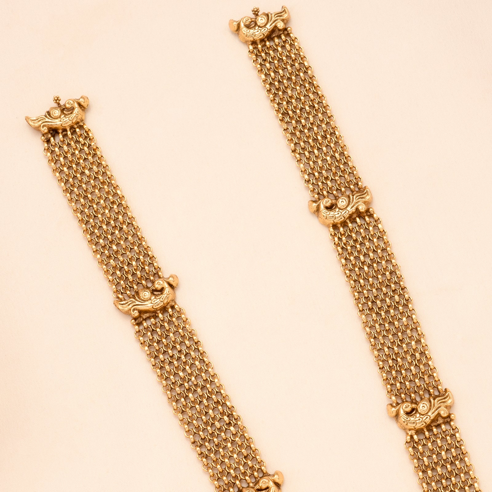 Multi Layer Golden Lakshmi Temple Necklace Set