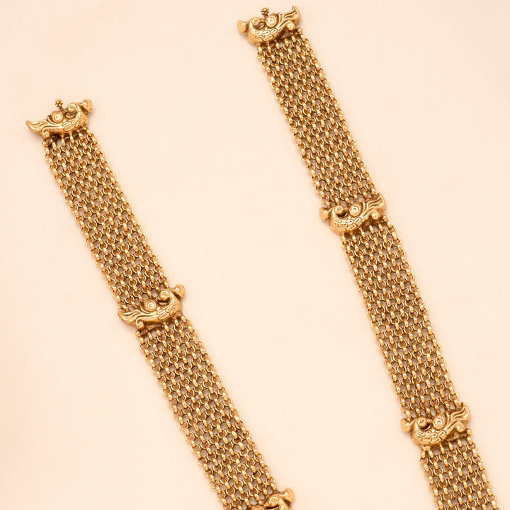 Multi Layer Golden Lakshmi Temple Necklace Set