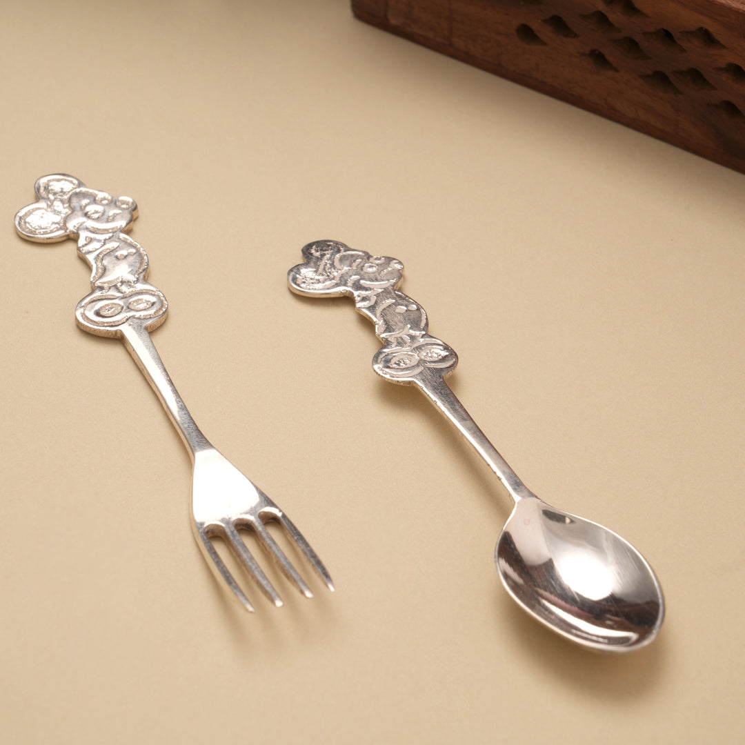 Joyful Chotta Bheem Cartoon Silver Dinner Set
