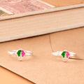Floral Design Enamel Silver Toe Ring