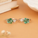 Regal Layer Green Floral Silver Toe Ring