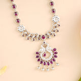 Ruby Stone Peacock Sterling Silver Necklace