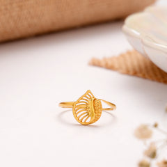 Floating Leaf Pattern Golden Ring