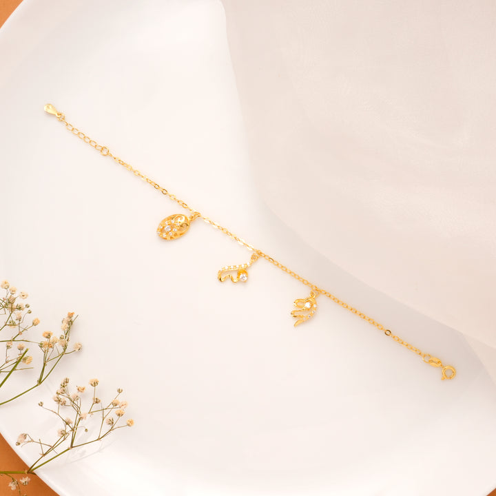 Lucky Charm Trio Silver Golden Bracelet