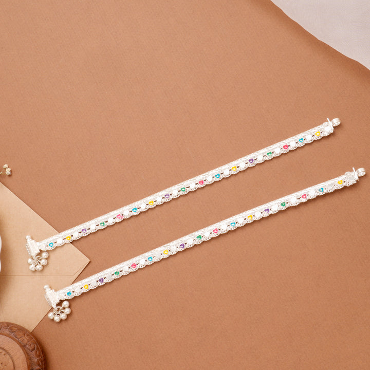 Trendy Multi Heart Chain Pattern Silver Anklet