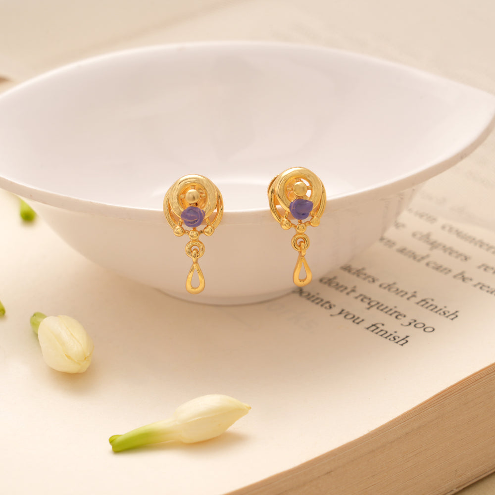 Circular Design Floral Enamel Golden Earring