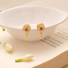 Circular Design Floral Enamel Golden Earring