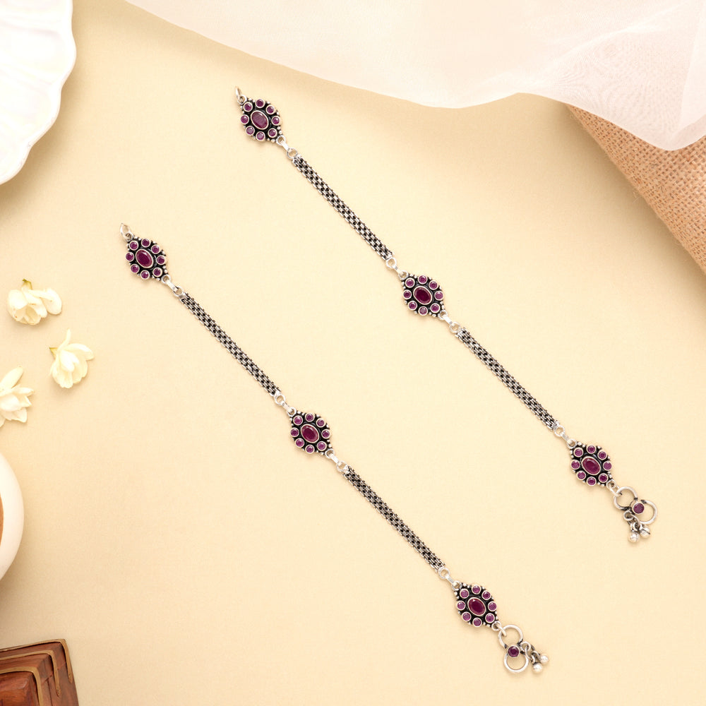 Antique Floral Crown Classic Silver Anklet