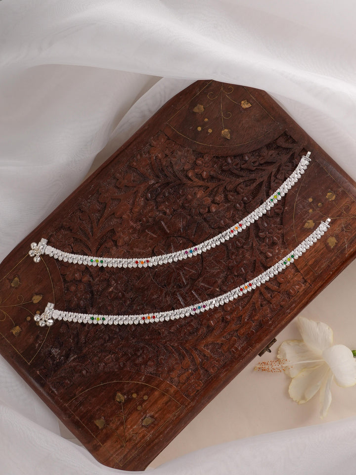 Thilakam Drops Silver Anklet